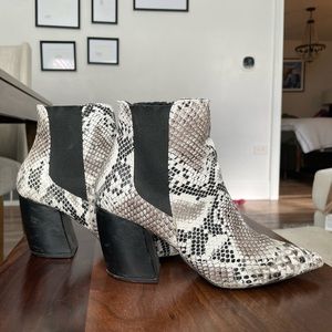 Quipid Faux Snake Skin Heeled Booties